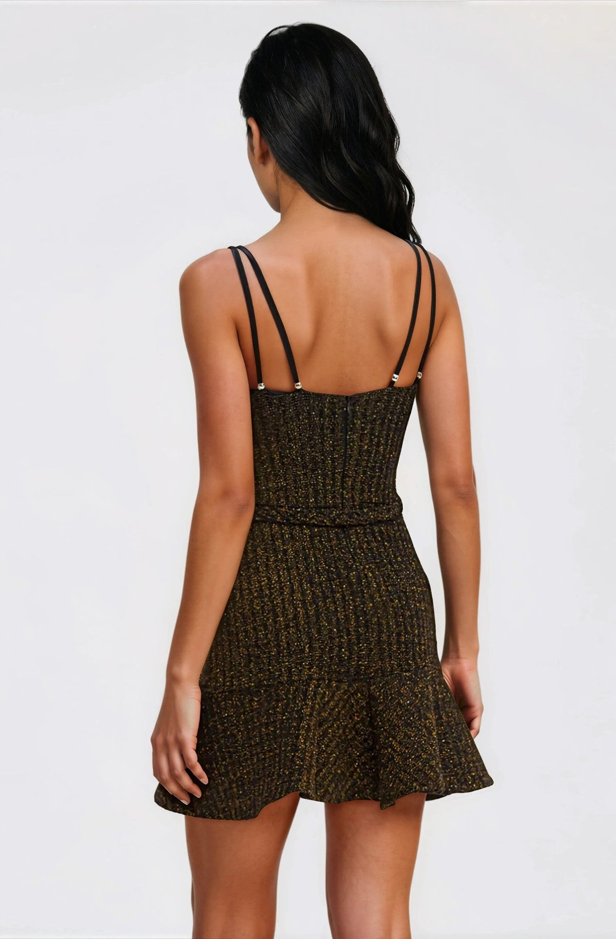Metallic Knit Mini Dress – Black Metallic Knit Mini Dress – Black