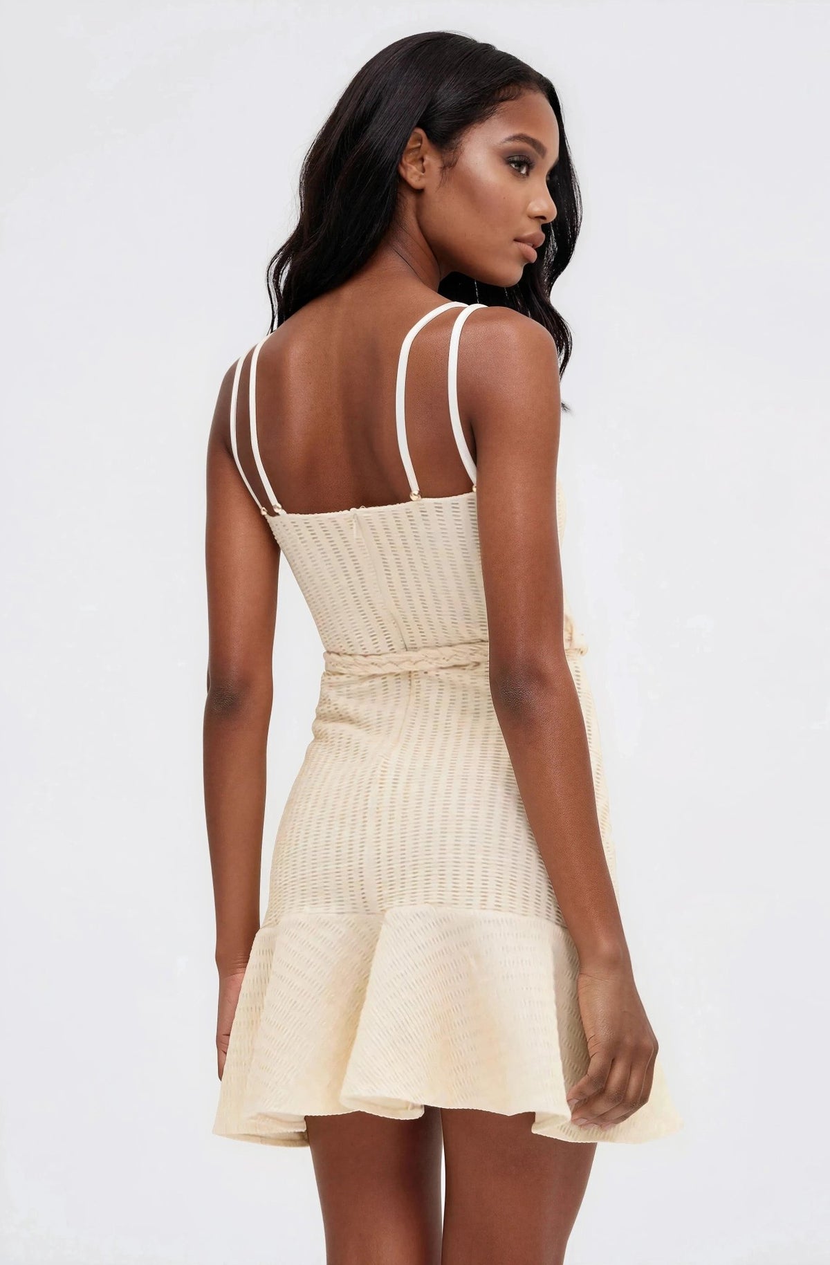Metallic Knit Mini Dress – Off White Metallic Knit Mini Dress – Off White