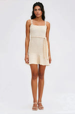 Metallic Knit Mini Dress – Off White Metallic Knit Mini Dress – Off White