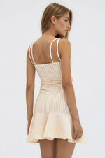 Metallic Knit Mini Dress – Off White Metallic Knit Mini Dress – Off White