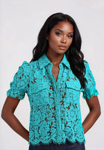 Mina Lace Shirt - Topaz - XO, Tina Mina Lace Shirt - Topaz - XO, Tina