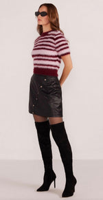 MINKPINK - Ivy Tinsel Fluffy Knit Tee / Pink Stripe - Encompass Boutique