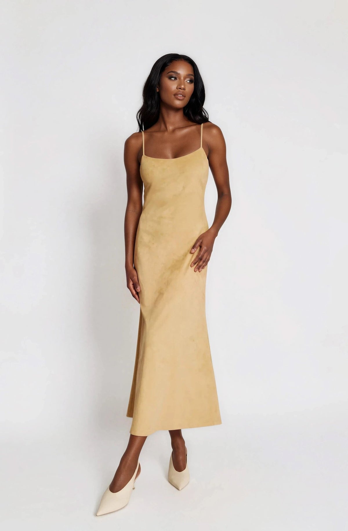 Nadira Faux Suede Dress – Soft Camel Nadira Faux Suede Dress – Soft Camel - XO, Tina