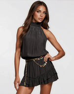 Naya Sleeveless Smocked Mini Dress - Black Naya Sleeveless Smocked Mini Dress - Black