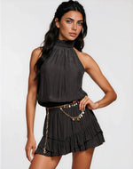 Naya Sleeveless Smocked Mini Dress - Black Naya Sleeveless Smocked Mini Dress - Black