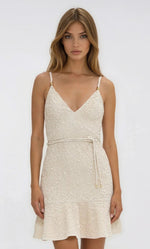Papillon Jacquard Mini Dress – Beige Papillon Jacquard Mini Dress – Beige