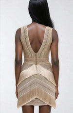 Deep V-Neck Fringe Mini Dress – Clay Deep V-Neck Fringe Mini Dress – Clay