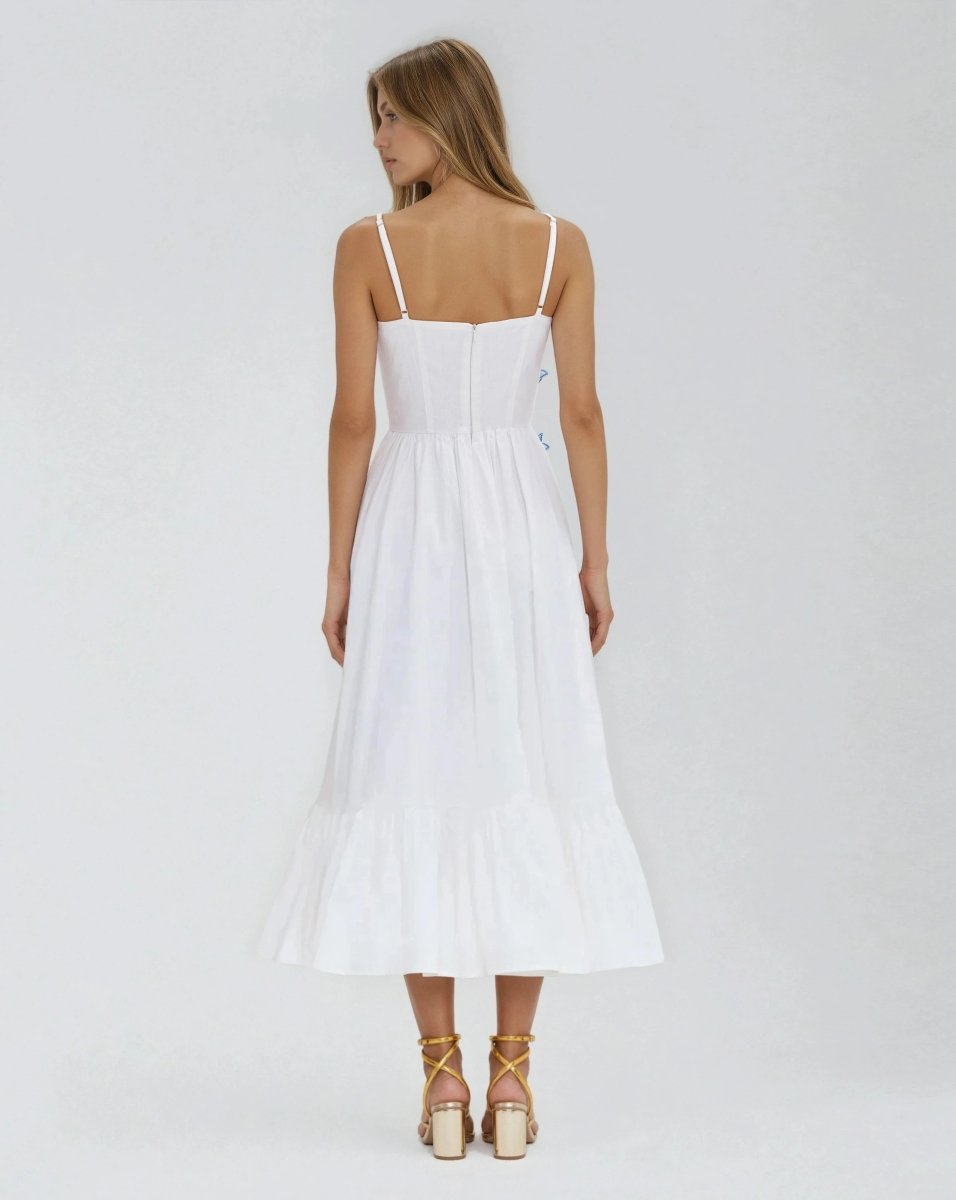 Flutter Poplin Butterfly Midi Dress – Off White Flutter Poplin Butterfly Midi Dress – Off White