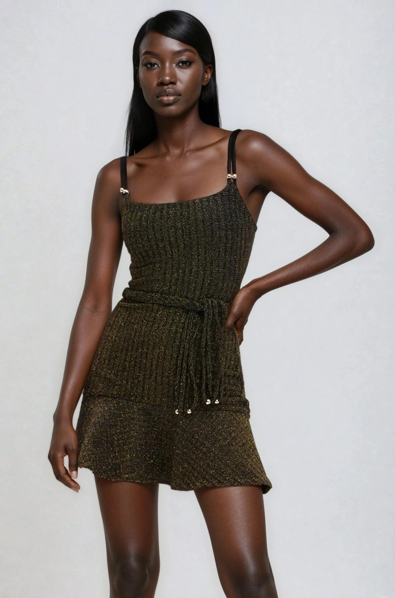 Metallic Knit Mini Dress – Black Metallic Knit Mini Dress – Black