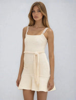 Metallic Knit Mini Dress – Off White Metallic Knit Mini Dress – Off White