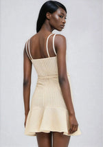 Metallic Knit Mini Dress – Off White Metallic Knit Mini Dress – Off White