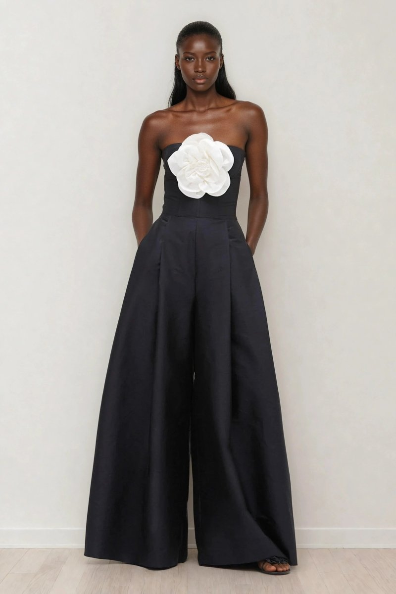 Taffeta Bloom Jumpsuit – Black Taffeta Bloom Jumpsuit – Black
