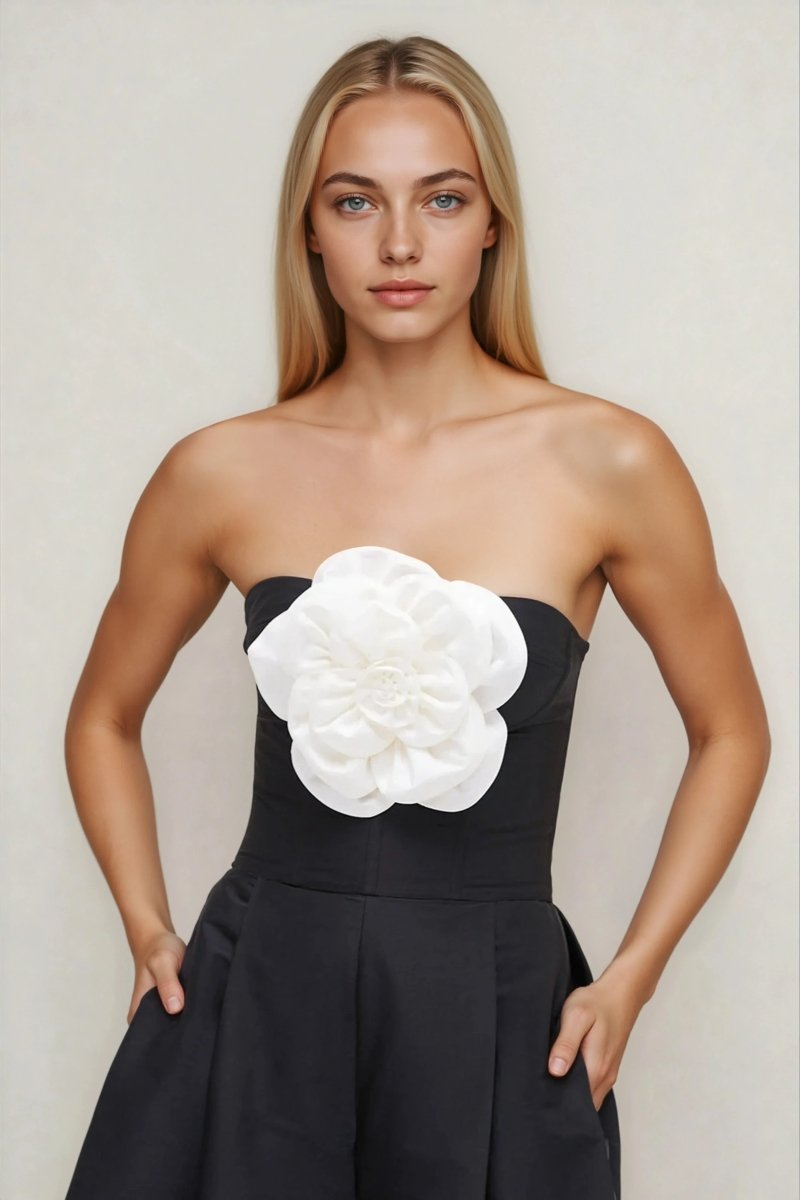 Taffeta Bloom Jumpsuit – Black Taffeta Bloom Jumpsuit – Black