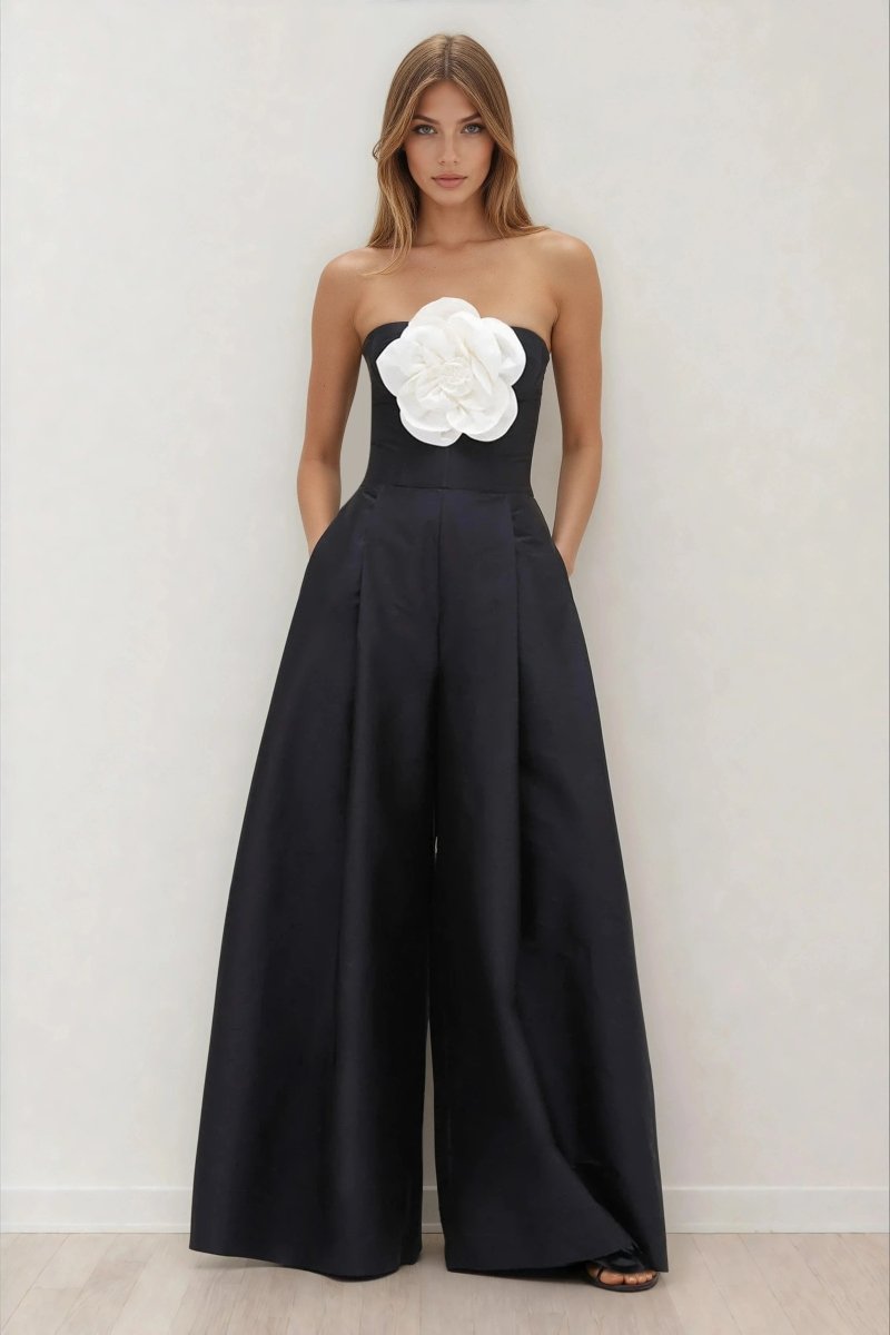 Taffeta Bloom Jumpsuit – Black Taffeta Bloom Jumpsuit – Black