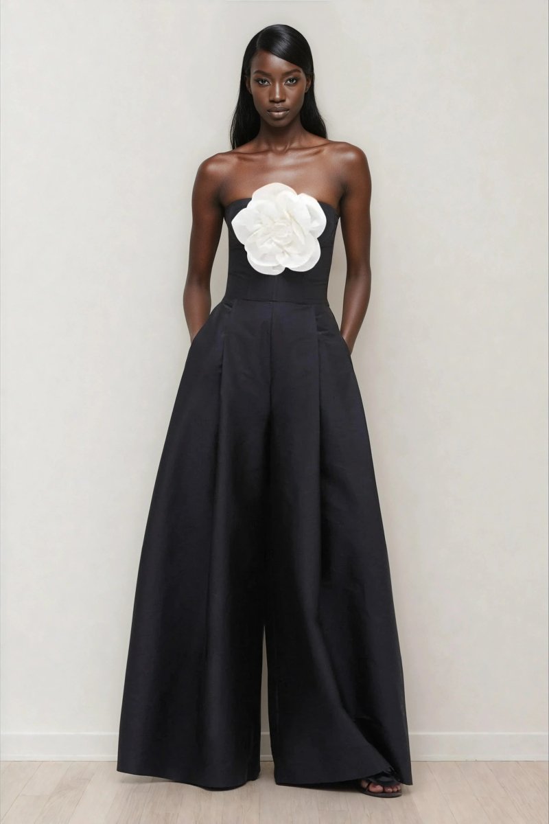 Taffeta Bloom Jumpsuit – Black Taffeta Bloom Jumpsuit – Black