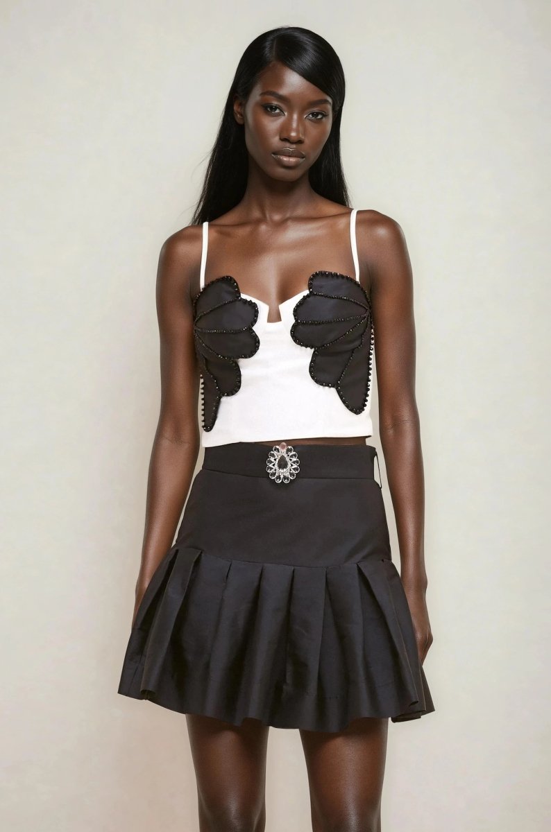 Taffeta Bloom Mini Skirt – Black Taffeta Bloom Mini Skirt – Black