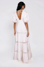 Plunge Sleeve Long Dress – White Plunge Sleeve Long Dress – White