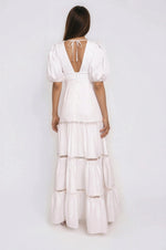 Plunge Sleeve Long Dress – White Plunge Sleeve Long Dress – White