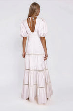 Plunge Sleeve Long Dress – White Plunge Sleeve Long Dress – White