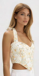 Pollie Halter Corset Top – Yellow Floral (Final Sale) Pollie Halter Corset Top – Yellow Floral (Final Sale)