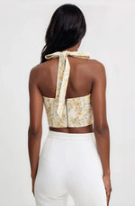 Pollie Halter Corset Top – Yellow Floral (Final Sale) Pollie Halter Corset Top – Yellow Floral (Final Sale)