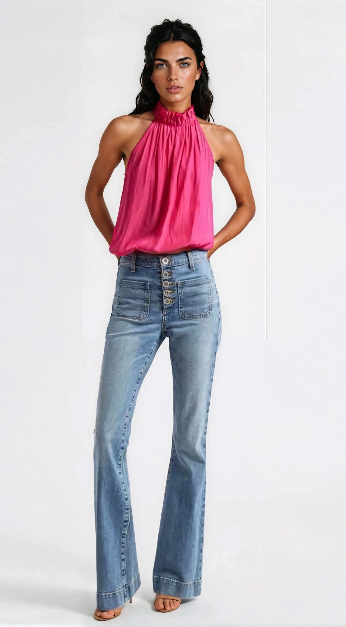 Rowan Halter Neck Sleeveless Top - Pink Rowan Halter Neck Sleeveless Top - Pink