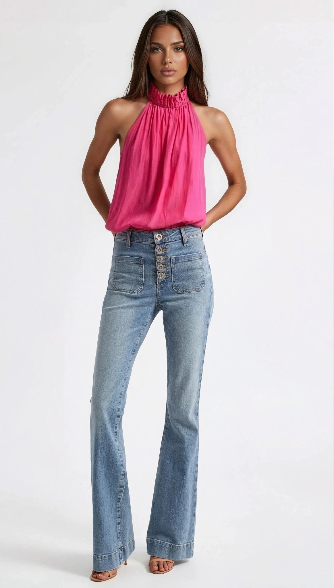 Rowan Halter Neck Sleeveless Top - Pink Rowan Halter Neck Sleeveless Top - Pink