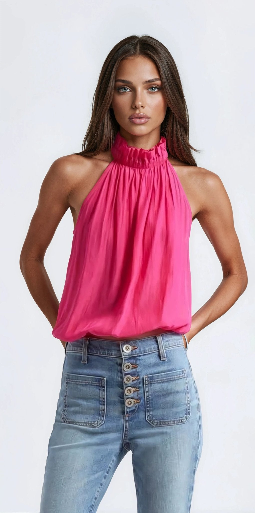 Rowan Halter Neck Sleeveless Top - Pink Rowan Halter Neck Sleeveless Top - Pink