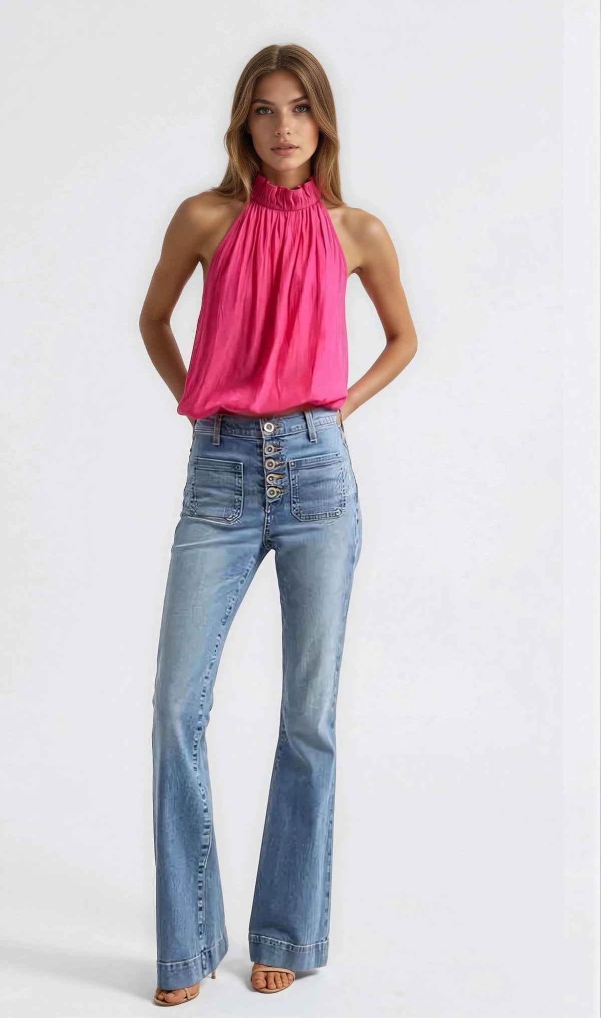 Rowan Halter Neck Sleeveless Top - Pink Rowan Halter Neck Sleeveless Top - Pink