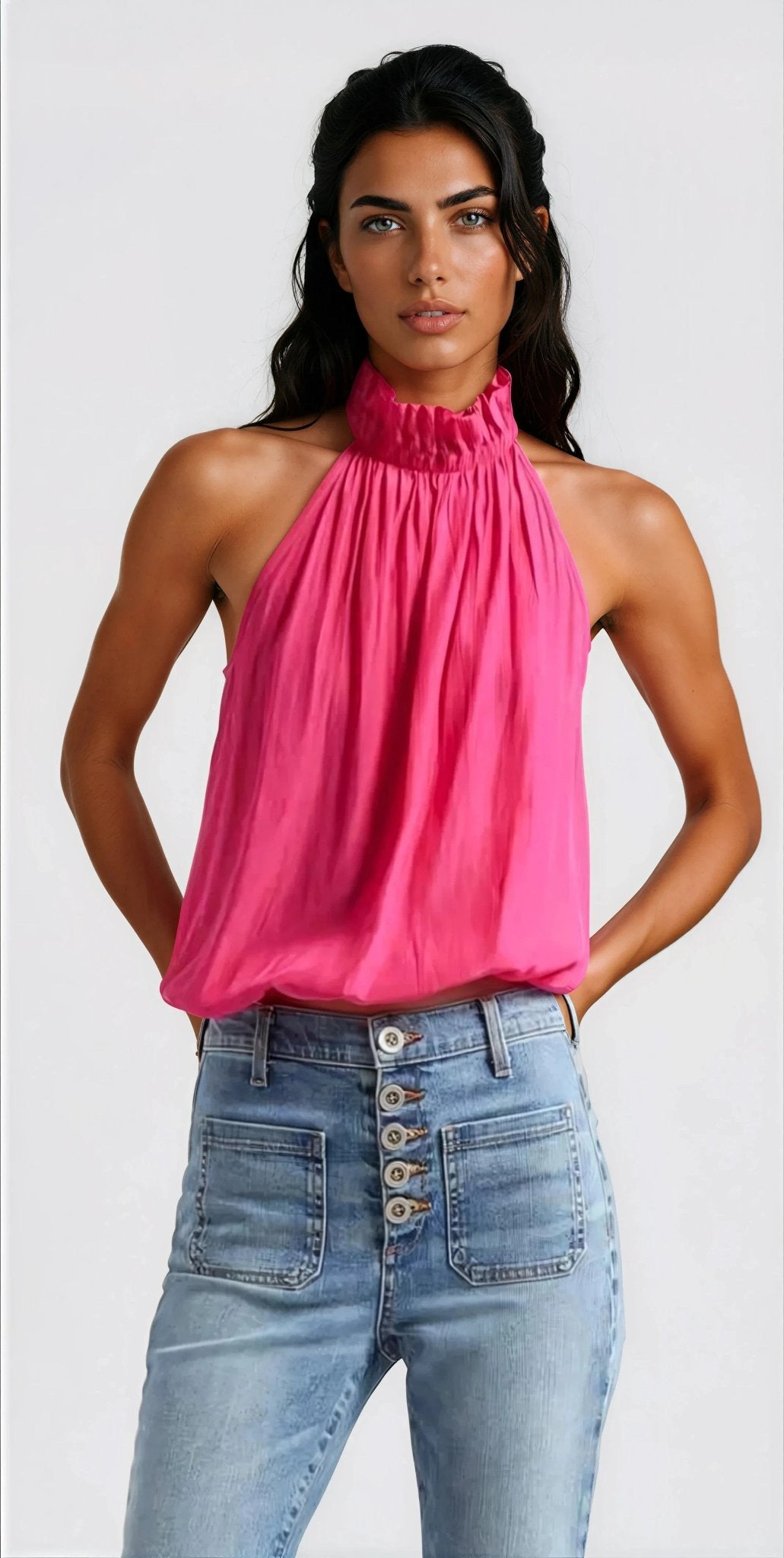Rowan Halter Neck Sleeveless Top - Pink Rowan Halter Neck Sleeveless Top - Pink