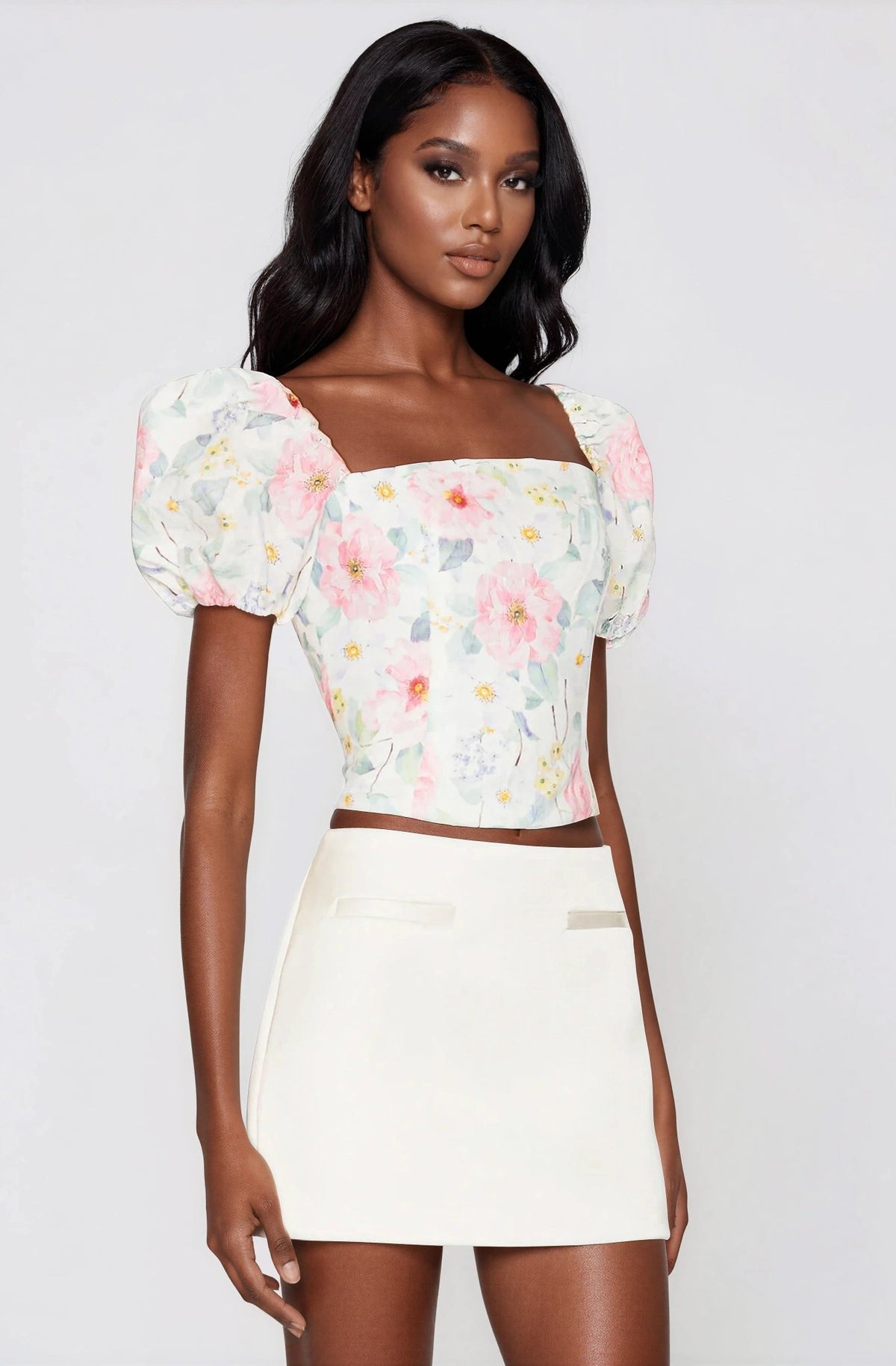 Sheyla Floral Printed Top – Summer White (Final Sale) Sheyla Floral Printed Top – Summer White (Final Sale)