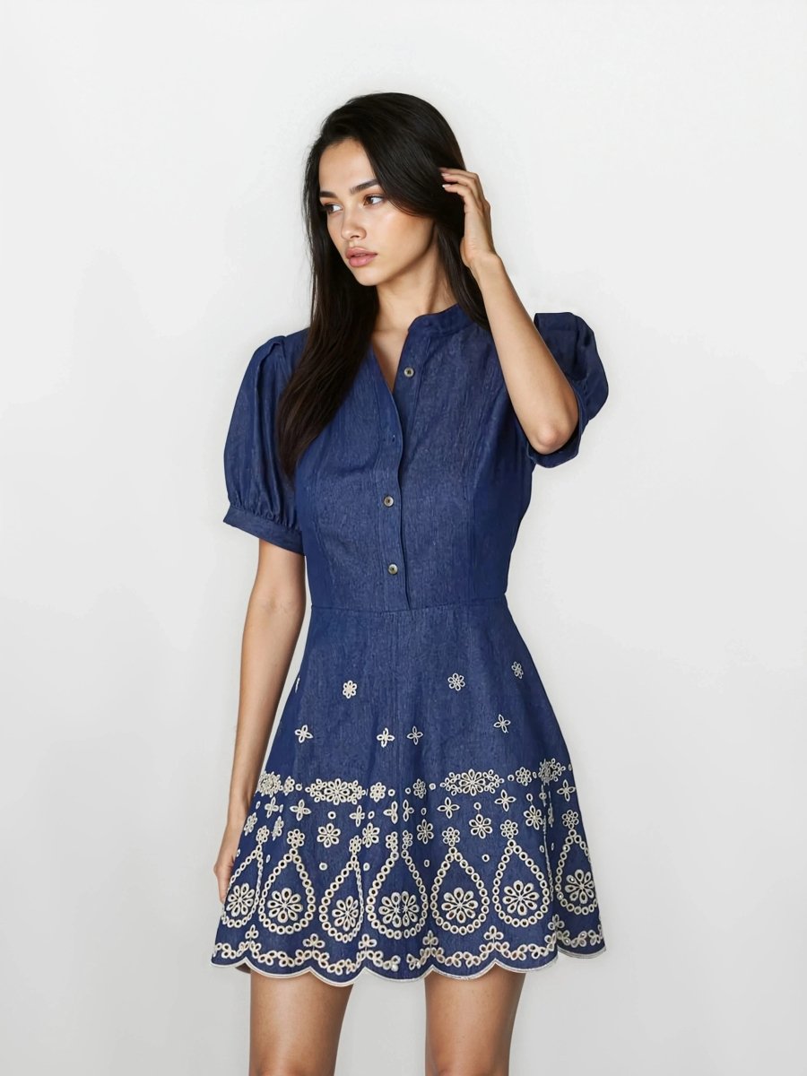 Ellena Dress – Denim/Ivory Ellena Dress – Denim/Ivory