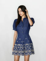 Ellena Dress – Denim/Ivory Ellena Dress – Denim/Ivory