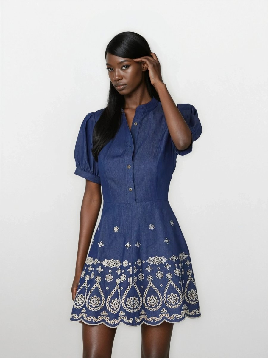 Ellena Dress – Denim/Ivory Ellena Dress – Denim/Ivory