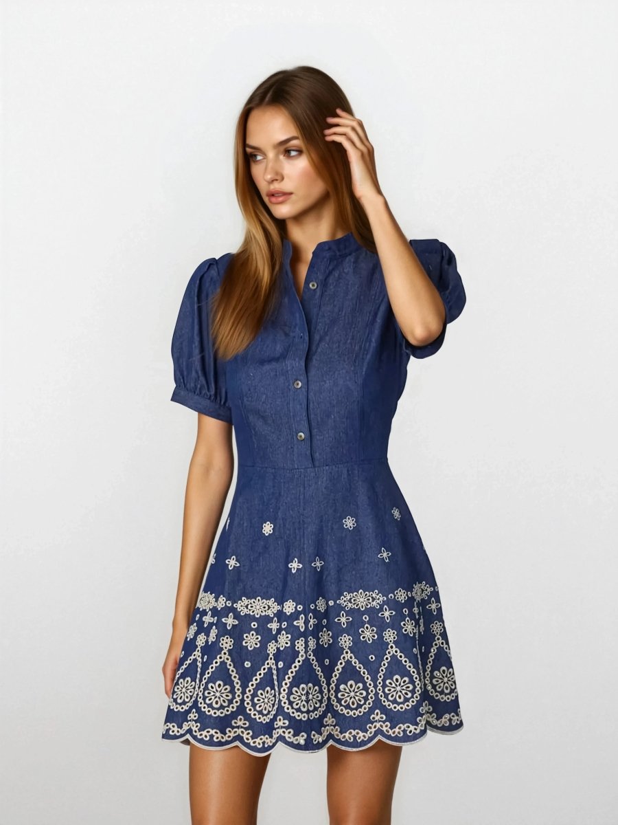 Ellena Dress – Denim/Ivory Ellena Dress – Denim/Ivory