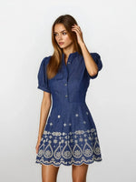 Ellena Dress – Denim/Ivory Ellena Dress – Denim/Ivory