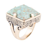 Square Statement Blue Turquoise Golden Ring Square Statement Blue Turquoise Golden Ring