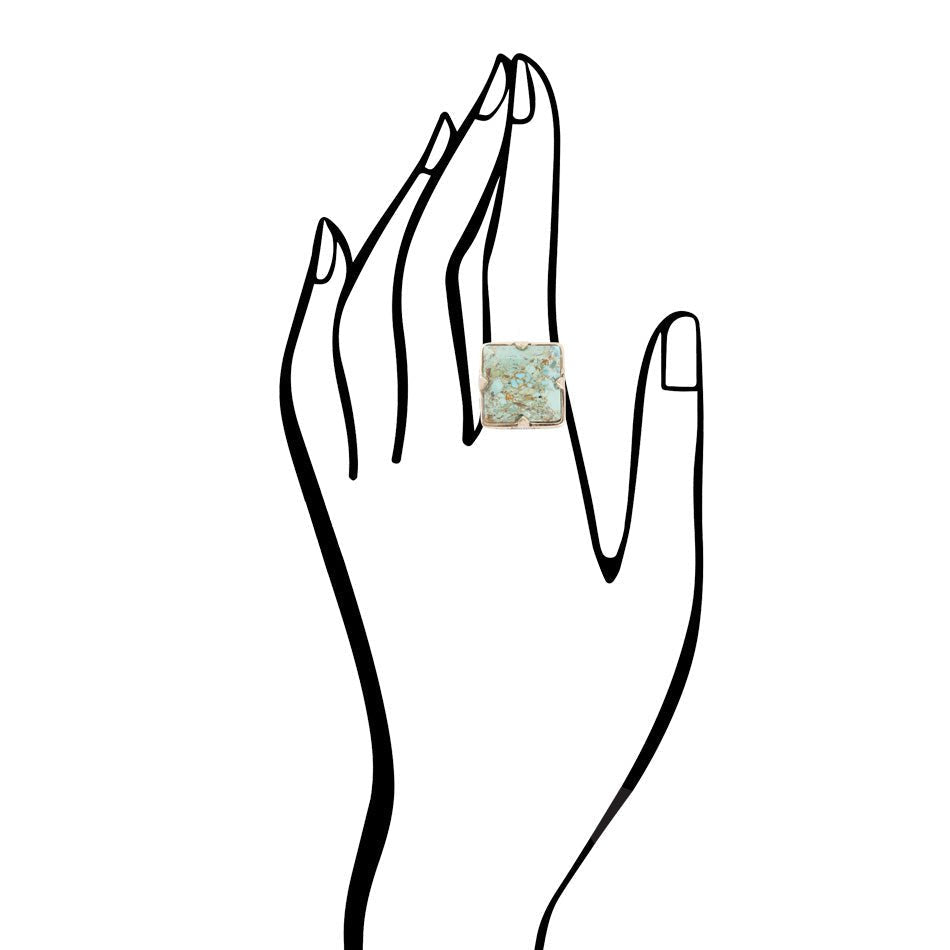 Square Statement Blue Turquoise Golden Ring Square Statement Blue Turquoise Golden Ring