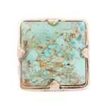 Square Statement Blue Turquoise Golden Ring Square Statement Blue Turquoise Golden Ring