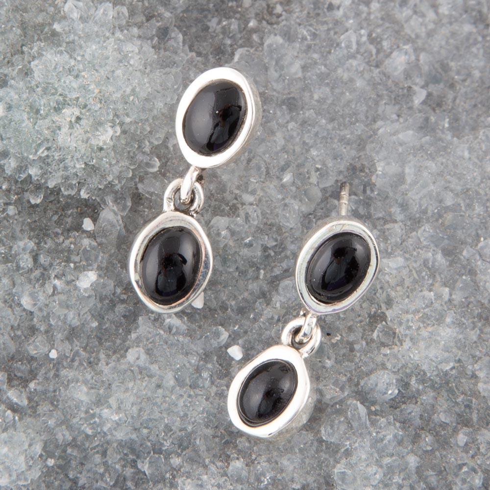 Sterling Silver Black Onyx Drop Earrings Sterling Silver Black Onyx Drop Earrings