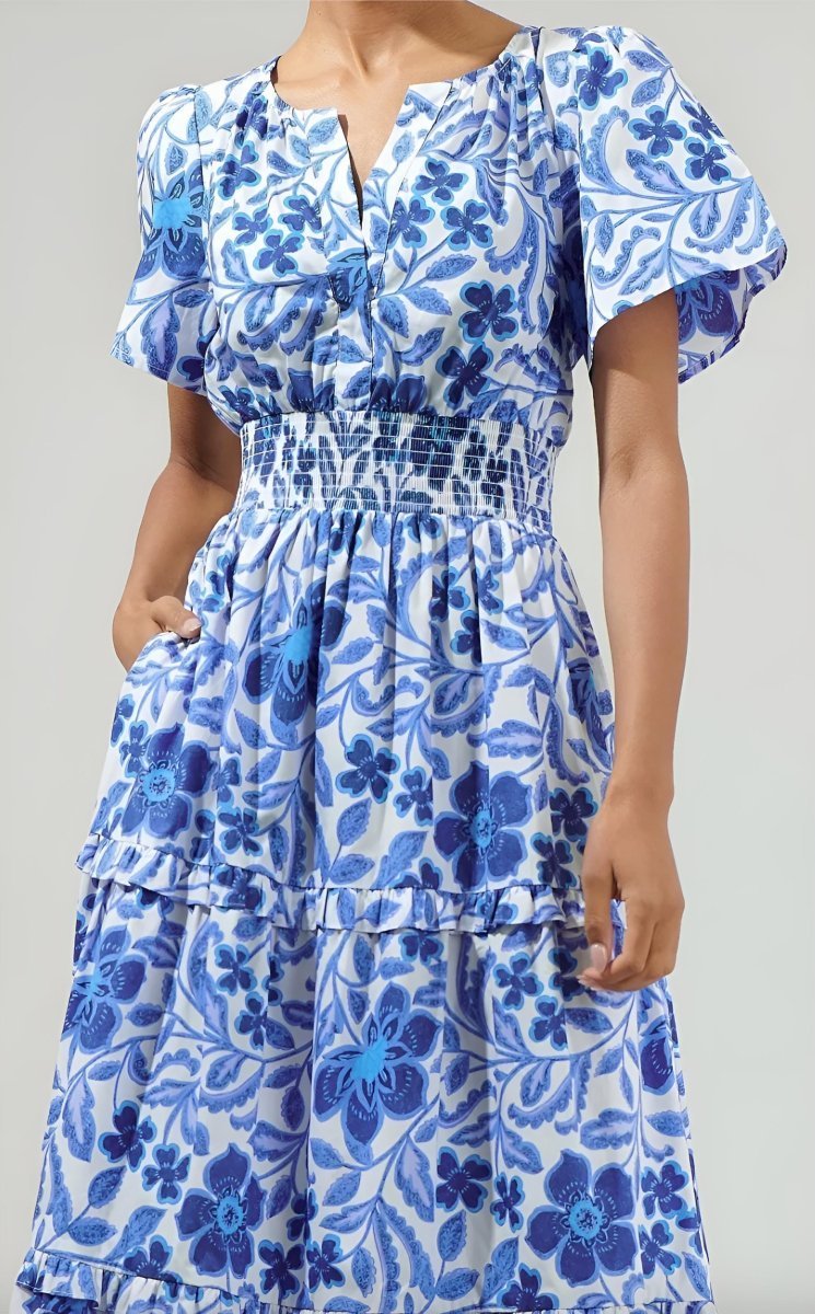 Sugarlips - Celeste Floral Palmer Poplin Tiered Maxi Dress (Final Sale) - Encompass Boutique