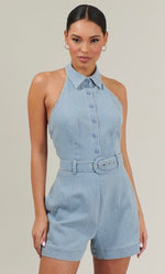 Sugarlips - Roslyn Denim Halter Romper (Final Sale) - Encompass Boutique