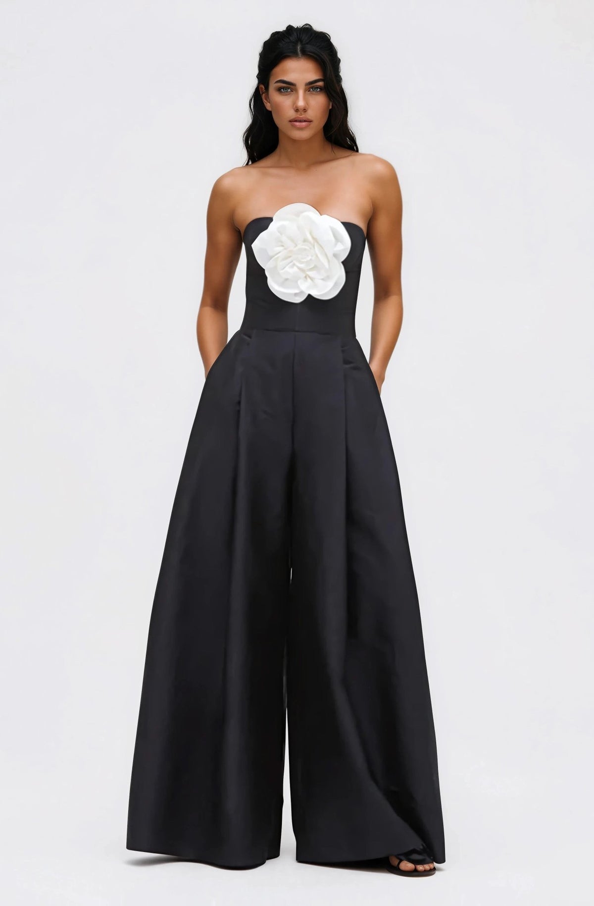 Taffeta Bloom Jumpsuit – Black Taffeta Bloom Jumpsuit – Black