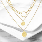 Triple Layered Gold Coin Necklace Fashion Layered Pendant Triple Layered Gold Coin Necklace Fashion Layered Pendant