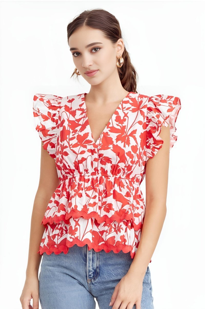Adelyn Rae - Sena Ruffled Peplum Top (Final Sale) - Encompass Boutique