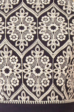 Anell Halter Embroidered Dress - Navy/Cream (Final Sale)