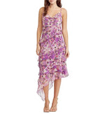 Gia Cowl Neck Frill Midi Dress - Violet Yellow (Final Sale)