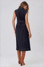 Gloria Belted Denim Shirt Midi Dress - Navy Denim (Final Sale)