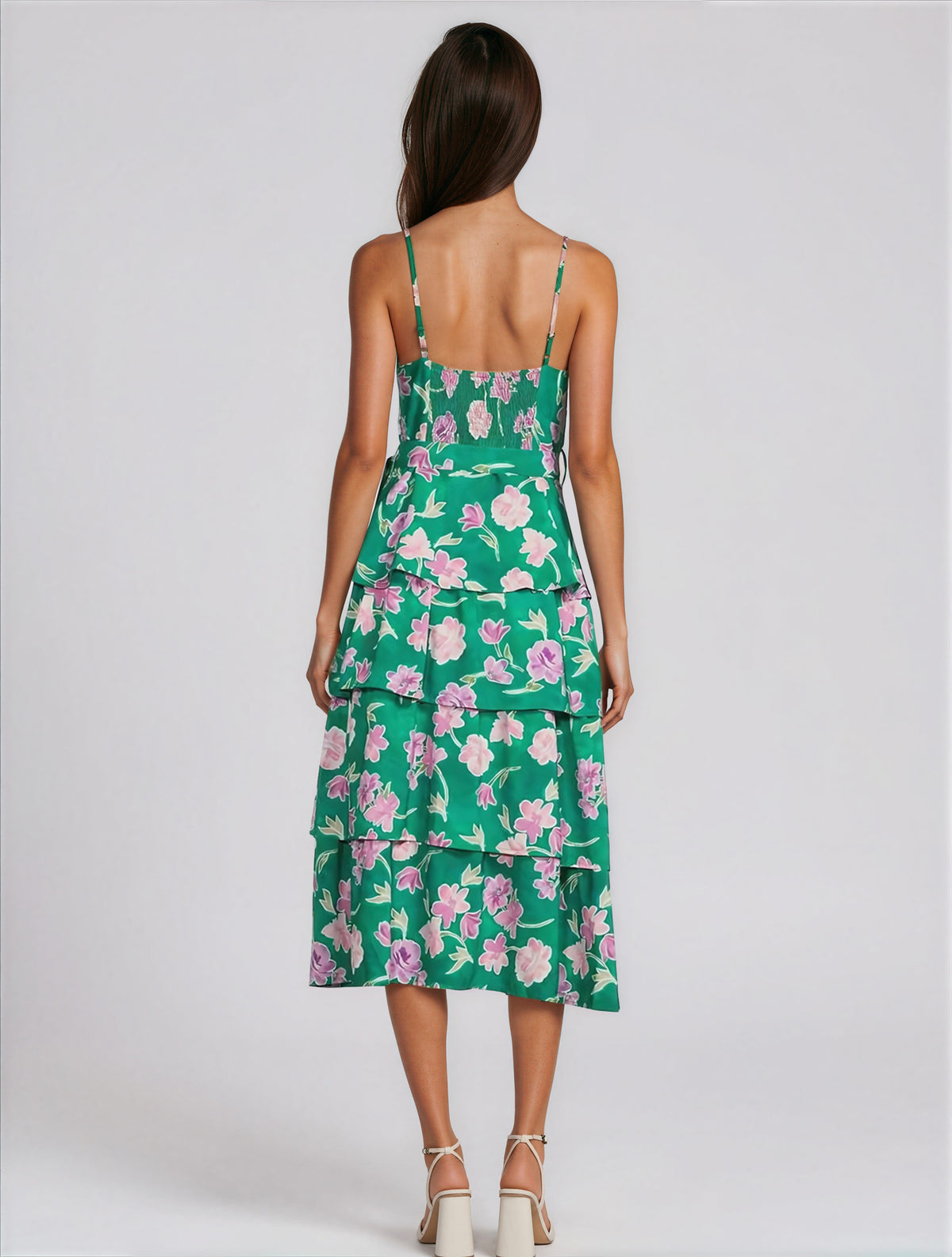 Inez Tiered Maxi Dress - Green Purple (Final Sale)