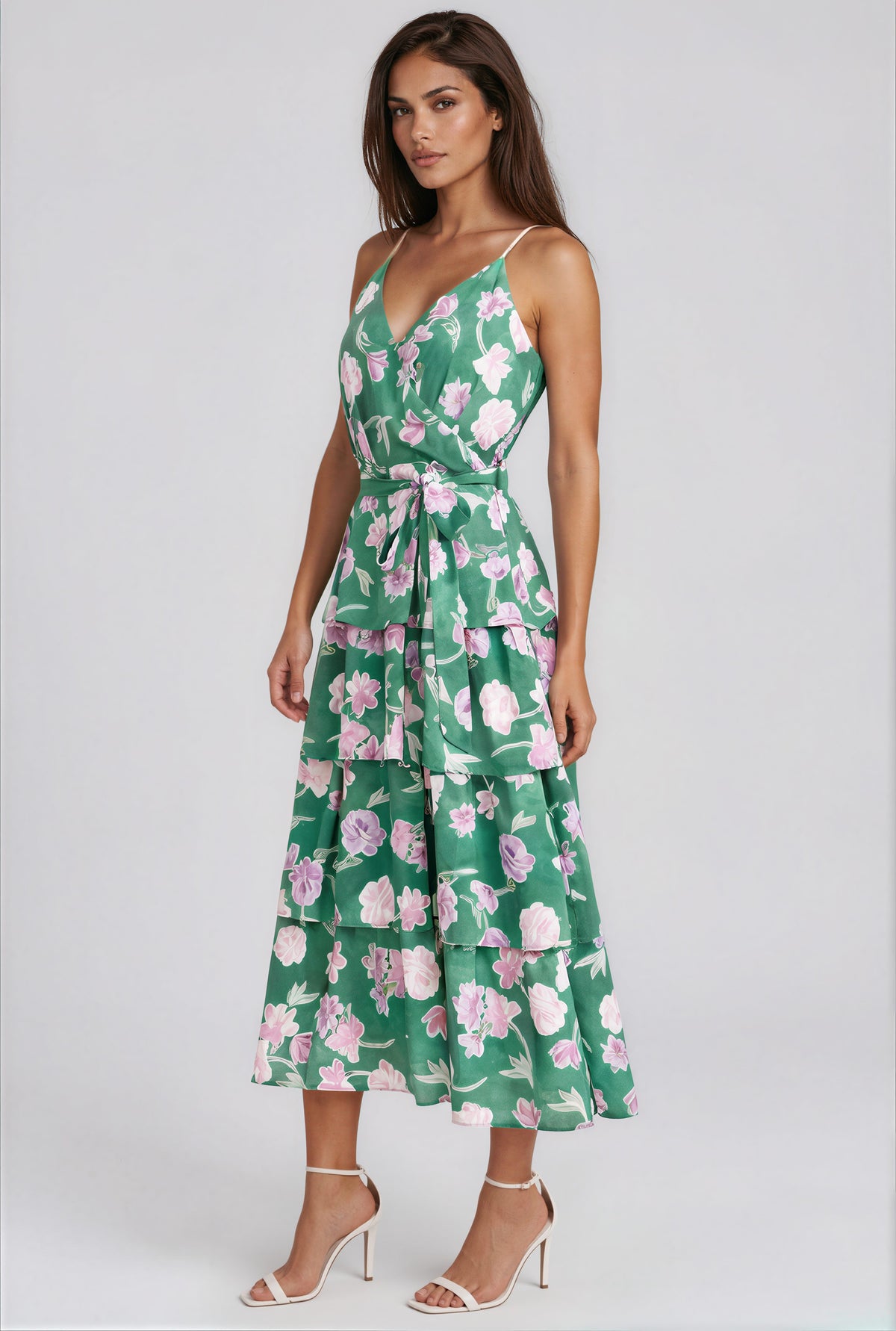 Inez Tiered Maxi Dress - Green Purple (Final Sale)